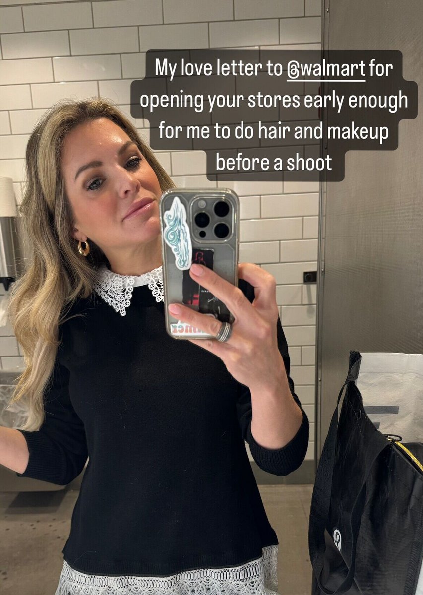 ElizabethPrann's tweet image. On the road = hair/makeup in a @Walmart bathroom. Thank goodness they open early enough to prep before my @NewsNation shoot🙄

Flashback to the old days with littles - brought a @Munchkin_Inc changing pad to put on the counter before taking out my @elfcosmetics #MakeupHack