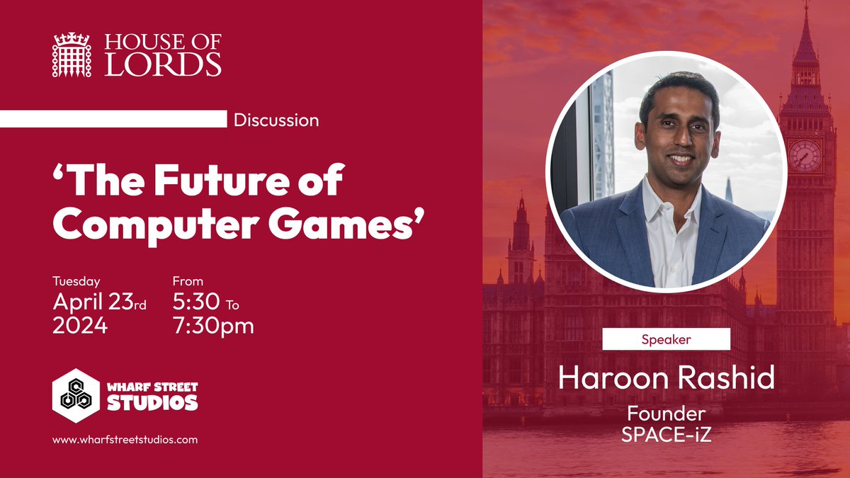 Introducing Haroon Rashid, our distinguished speaker for the upcoming event by @StudiosWharf at the @UKHouseofLords on April 23rd. As Founder of SPACE-iZ, he pioneers decentralized apps for fair alternatives in services like food delivery and ride-hailing.