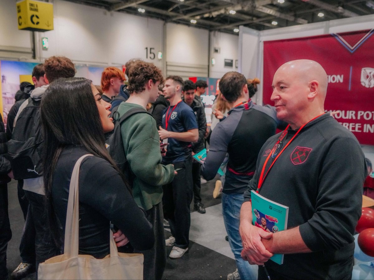 Did you know that we've collaborated West Ham United to deliver our BSc (Hons) Sports Coaching and Performance degree? 🤝 We spoke to prospective students about our sports coaching opportunities at the recent UCAS Fair held at the ExCel centre. @ExCeLLondon @WHUFoundation