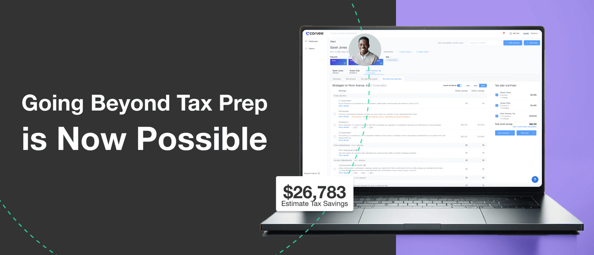corveetax's tweet photo. Is your firm leaving money on the table by not offering strategic tax planning services?

With the right tools, you can easily assess and implement tax positions that can save your clients thousands while earning substantial fees.

Imagine being able to charge up to $9,800 for a tax plan tailored to your client's unique situation.

From simplified employee pensions to 1031 exchange and depreciation tactics, the opportunities are vast.

Is your firm taking advantage of these opportunities?

Corvee tax planning software empowers you to identify and apply the most advantageous tax strategies for each client, streamlining the process while ensuring accuracy.

With over 1,500 tax strategies, we have you covered.

Don't settle for basic tax preparation when you can elevate your services, drive higher profits, and deliver exceptional value to your clients.

Take a free demo today and unlock a world of premium tax planning opportunities for your firm.