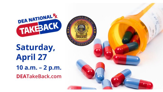 HightstownP's tweet photo. Hightstown PD is partnering with the DEA for Drug Take Back Day on Saturday, April 27, 10 a.m. - 2 p.m. in the lobby of the police station. Safely dispose of unused or expired medications. We cannot accept liquids, syringes or other sharps. #takebackday https://t.co/CuIUagGiB5