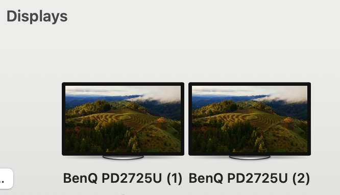 It's great to be using two monitors again. I decided to go with the @BenQAmerica PD2725U monitors for my new photograph setup. The colors produced on the dual screen 27' 4K monitors are accurate. The monitors have a cool daisy chain feature. I purchased these from @bhphoto.