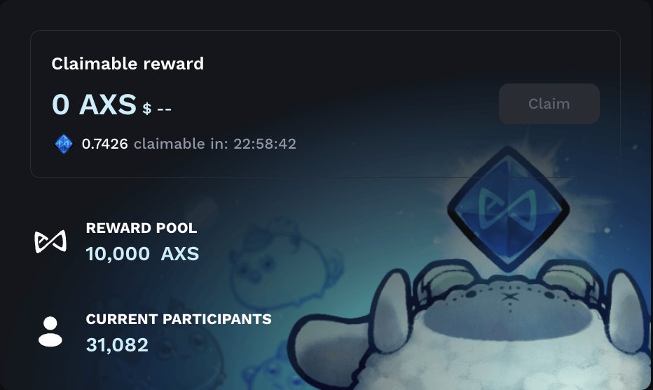 Bounty Board AXS Claim Update The Bounty Board page has been updated to reflect the exact amount of AXS that you have earned. The AXS will be claimable on Wednesday, April 24, 2024 7:00 AM UTC. You may also see the countdown for the claim alongside the amount of AXS that you