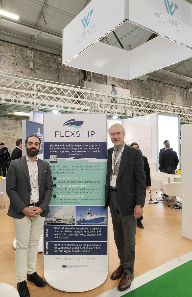 At @TRA_Conference, we showcased our commitment to the waterborne sector, proven by our involvement in the @WaterborneTP. We spotlighted the progress of @FLEXSHIP_EU (ZEWT Partnership), highlighting flexible large battery systems for safe electric power on ships 🚢 #GrowWithRINA