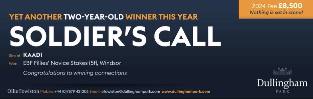 📣 Yet another Two-Year-Old Winner this year for @dullingham_park’s SOLDIER’S CALL, as Kaadi wins the EBF Fillies’ Novice Stakes (5f) at Windsor!