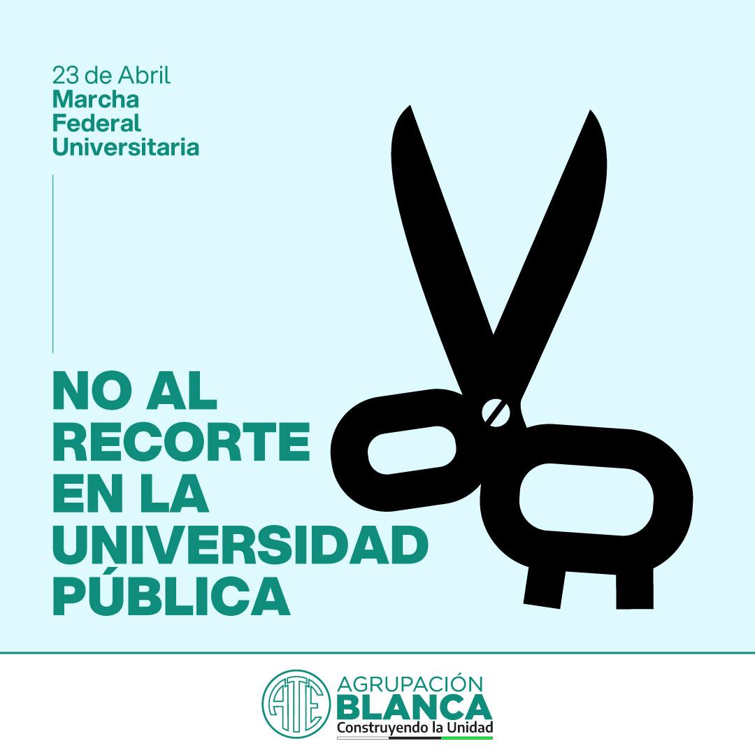 agrupblanca_ate's tweet photo. En defensa de la educación pública, gratuita, laica y de calidad, concentramos a las 14:30 en Av. de Mayo y Sáenz Peña para participar de la Marcha Federal Universitaria.
La patria no se vende. 🇦🇷

#ATE
#ConstruyendoLaUnidad 
#AgrupaciónBlancaATE 
#MarchaFederalUniversitaria https://t.co/UP13JY7Phq