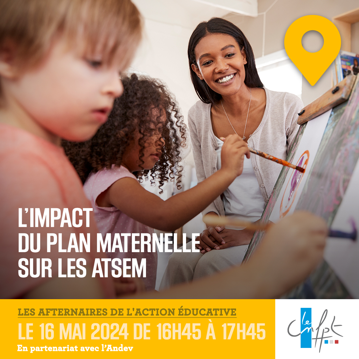 [#webinaire] Participez à notre afternaire de l'#ActionEducative le 16/05 organisé par le #CNFPT et l'@Andevnumerique, sur l'impact du plan maternelle sur les ATSEM. #CollTerr 👉 cnfpt.fr/se-former/se-f…