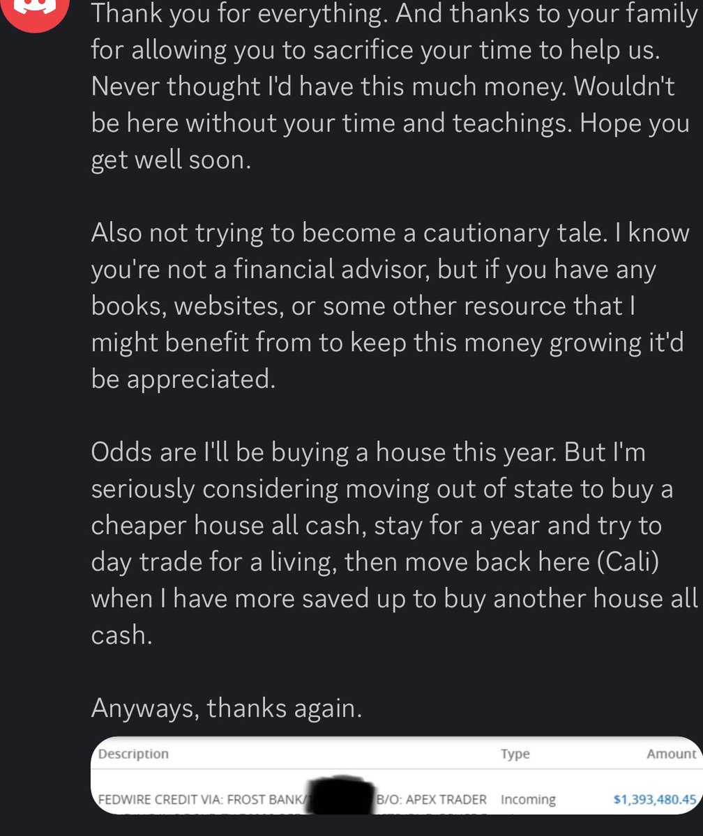 simpletrader77's tweet photo. One of the members cashed out big time this year. He has been with me for 2 years now. Thats his withdrawal to bank. He has put in many nights and to this date never misses a nightly market update where we craft daily plan. $ES_F $SPY https://t.co/2cKKF8NMZ1