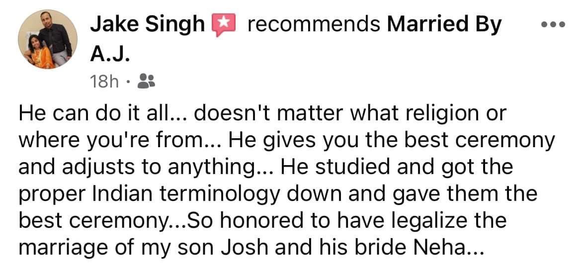 MarriedByAJ's tweet photo. It’s always an honor to be trusted with the joyful duty of writing and officiating a wedding ceremony, but this past weekend was particularly thrilling as it was my first time as the officiant at an Indian wedding and it was every bit as magnificent as I thought it would be!

1/ https://t.co/xk3bEhAThD
