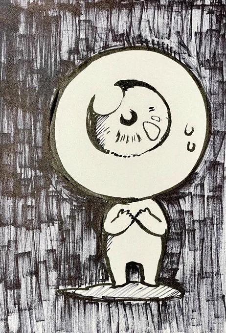 533日目のアナログイラストは意外と描くのが難しい目玉おやじですわ〜👁️
どこが難しいかというと丸いからです。フリーハンドでほぼ正円を描くのって難しいんですよ。めちゃ歪みます……。 