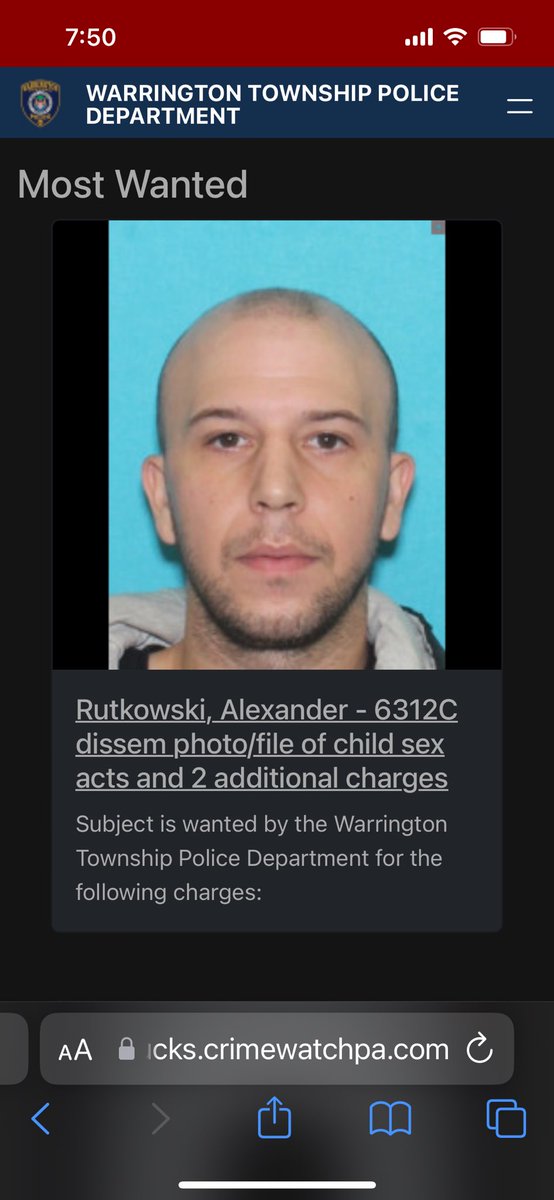 sortamad's tweet photo. HE’S STILL OUT THERE HE’S WARRINGTONS MOST WANTED BE ON THE LOOKOUT FOR ALEX RUTKOWSKI ‼️‼️‼️ PENNSYLVANIA AND POSSIBLY NEW JERSEY https://t.co/BXQHI9KhIt