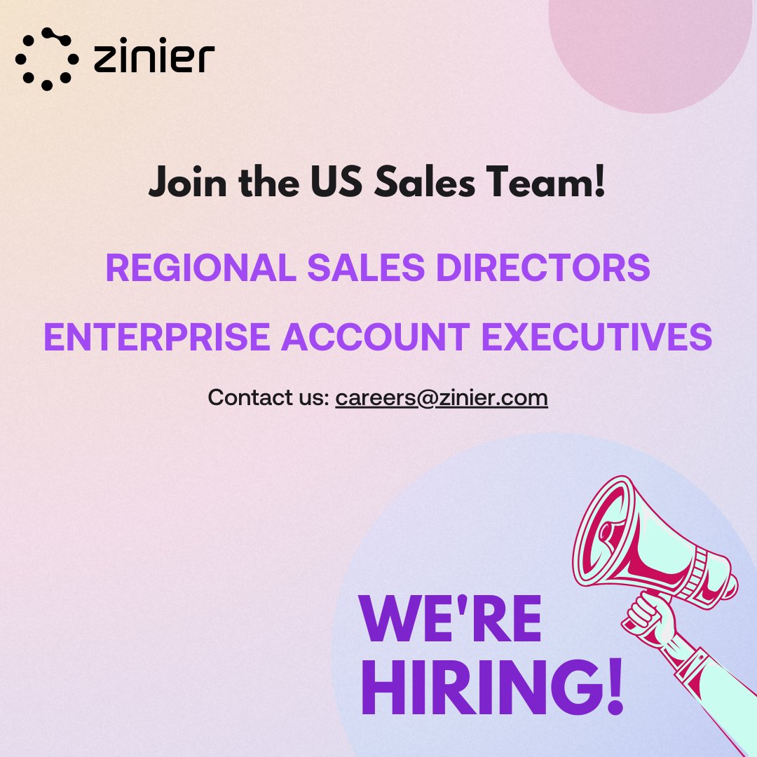 🌟 Exciting Opportunity Alert! 🌟

Zinier and Alejandro Nestares are on the lookout for exceptional talents to join our dynamic Sales team in North America! 

Ready to make a big impact? Apply now! Regional Sales Director, North America 💼✨
zinier.com/careers