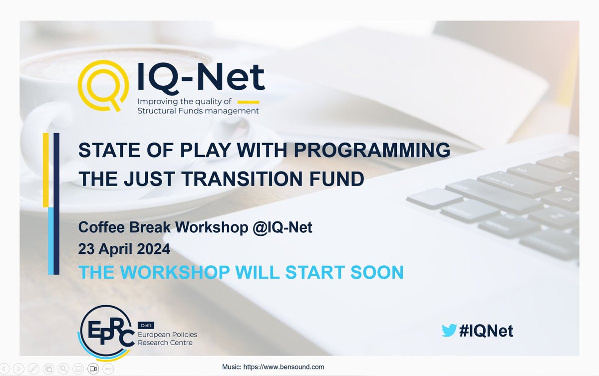eprc_eu's tweet photo. 🗣️This morning, IQ-Net members took part in our coffee break workshop 'State of Play with Programming the Just Transition Fund'. ☕
#IQNet workshops are a regular series of interactive discussions that allow exchange on key policy and implementation issues faced by IQ-Net partners.
Find out more here➡️🔗https://t.co/KIBmAdvKxL