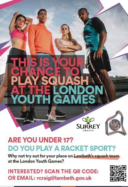 lambeth_council's tweet photo. Calling all Squash enthusiasts!🎾
Got good hand-eye coordination? 🖐👁
Join us for squash training sessions and represent Lambeth at the #LondonYouthGames!
Sessions start April 24📅
More details👉Email LYG@lambeth.gov.uk.
Let's make Lambeth proud☺
#ActiveLambeth https://t.co/Fflv5SufcY