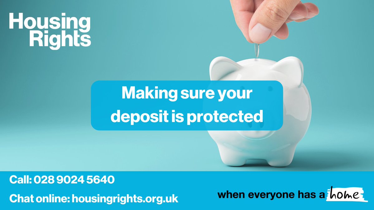 Your landlord may ask you to pay a deposit when you sign your tenancy agreement. Always get a receipt for your deposit. Within 28 days of paying the deposit, your landlord must protect your deposit in a deposit protection scheme. ☎️028 9024 5640 💻housingrights.org.uk/housing-advice…