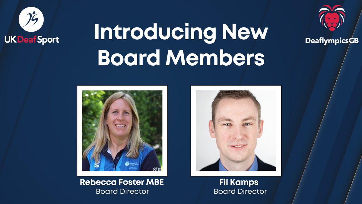We're thrilled to introduce our new UK Deaf Sport board members, @Becs_Foster and @FilKamps! Join us in welcoming them to the team! Learn more about them here: ukdeafsport.org.uk/introducing-ne… #UKDeafSport #inclusion #NewBoardMembers