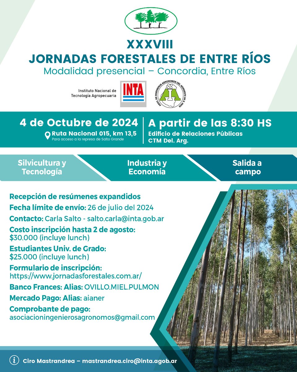 TataFernandez73's tweet photo. Este año tendré el gusto de dar una charla invitada en las tradicionales Jornadas Forestales de Entre Ríos. A quienes puedan acercarse, ¡nos vemos allí!🌳🌲
Más info en el flyer👇 https://t.co/xi9VYB5hOz