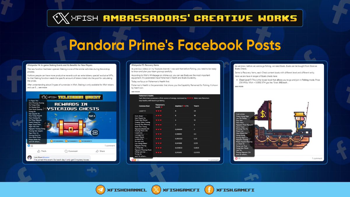 XfishGameFi's tweet photo. 𝕏🎣 AMBASSADORS' CREATIVE WORKS

👉 See Pandora Prime's XFish content on his Facebook group!

🔗 https://t.co/Q8NBIgTSZD
(2,6K members)! 

👉 Show your support by "Like and Share" his amazing works!

➡️ Learn more at https://t.co/xnmgXwgADn

#XFish #Ambassador #GameFi #SocialFi #XGame