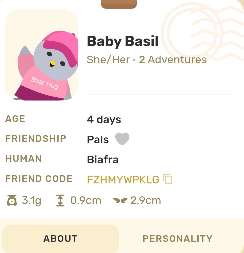 the30milewoman's tweet photo. If you want to join the app, or are already a #finchie, this is me and my friend code. See you there! If you really know me, you'll know why I named her Basil. 😊 🌿 https://t.co/GxWPx8j7nM