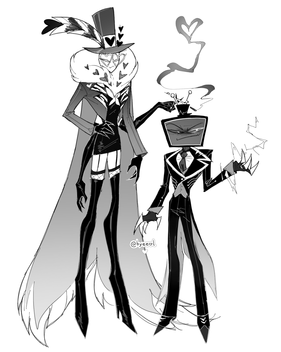 yeah I love that outfit so whaT

(I had to improvise with vox's suit 😭)
anyways, the sillies about to go on a date + val with anthro legs ✨

#VoxVal #StaticMoth #vox #valentinohazbinhotel #hazbinhotel