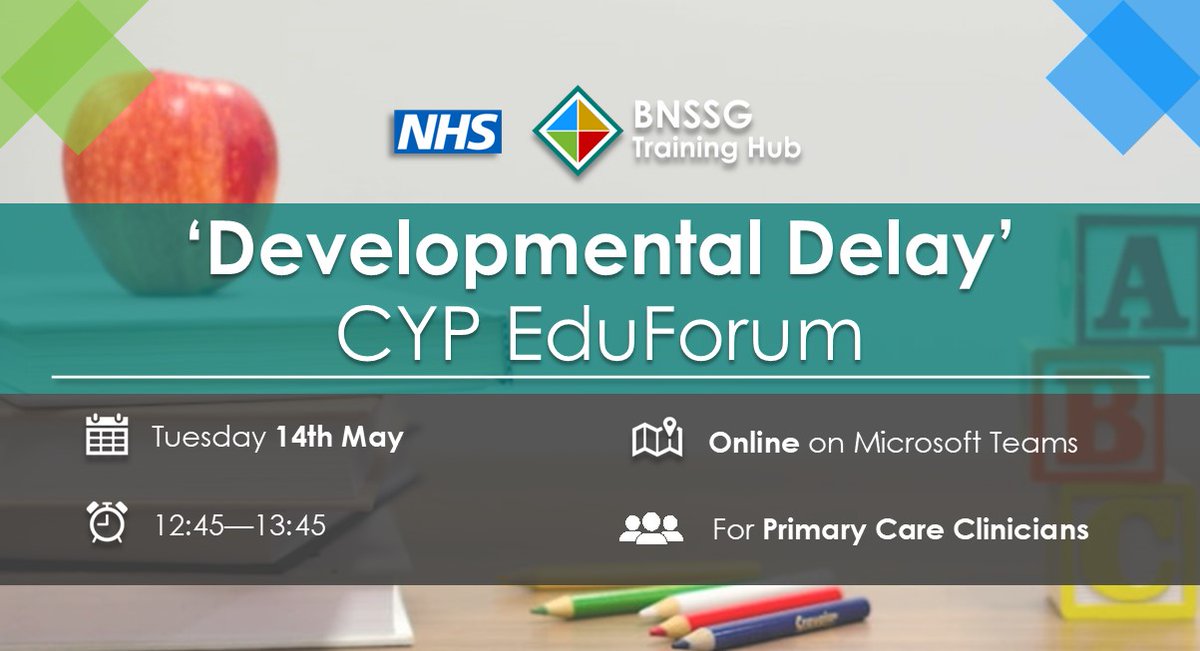 📆 Join us on the 14th of May for this virtual event ➡️ Development Delay CYP EduForum 👇Register here forms.office.com/Pages/Response… #cyp #nhs #primarycareclinicians