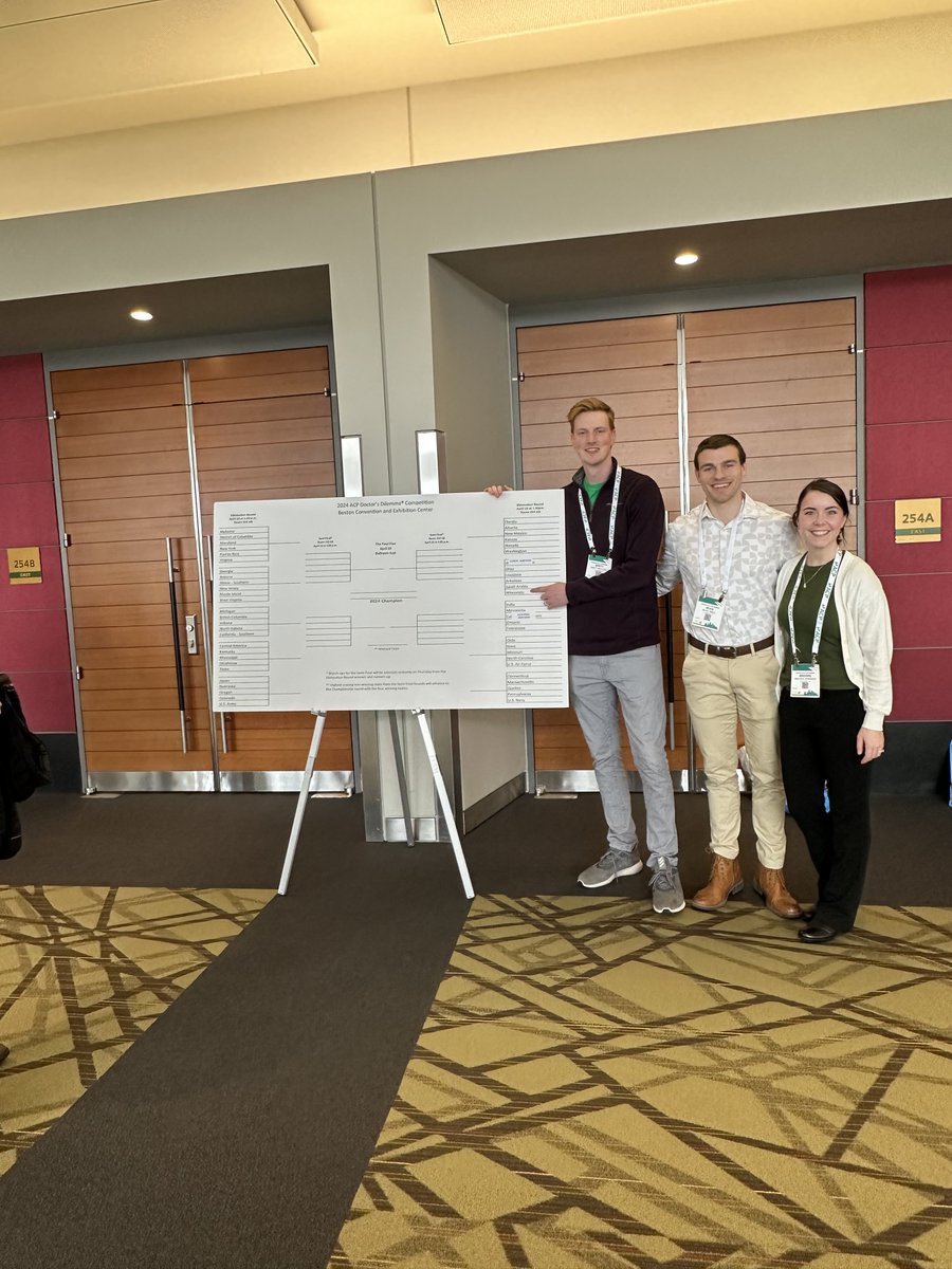 Our Internal Medicine Residents, Sean O'Neil, MD, Brooke Jennings, MD & Brett MacLeod, MD, participated in the national @ACPIMPhysicians Doctor's Dilemma competition in Boston this past week. Congratulations! #MedEd