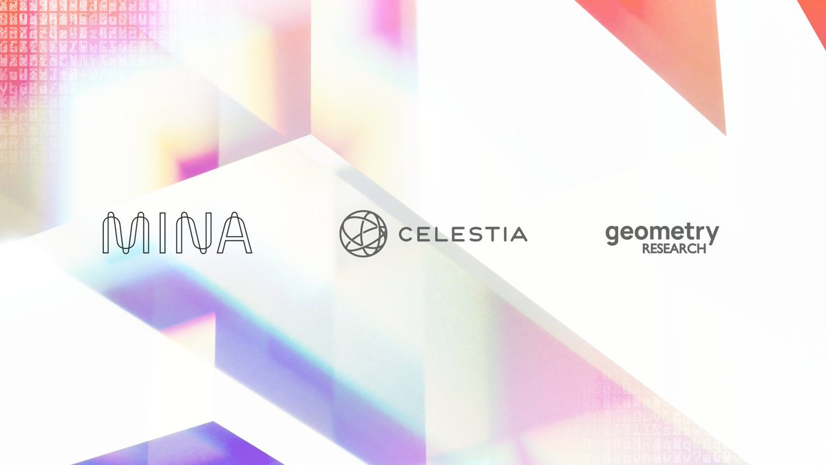 Mina zkApps with Celestia underneath ✨

@CelestiaOrg’s modular data availability layer is coming to Mina Protocol, enabling higher-throughput zero knowledge applications and L2s

@__geometrydev__ will spearhead the integration work with technical support from @o1_labs

🧵