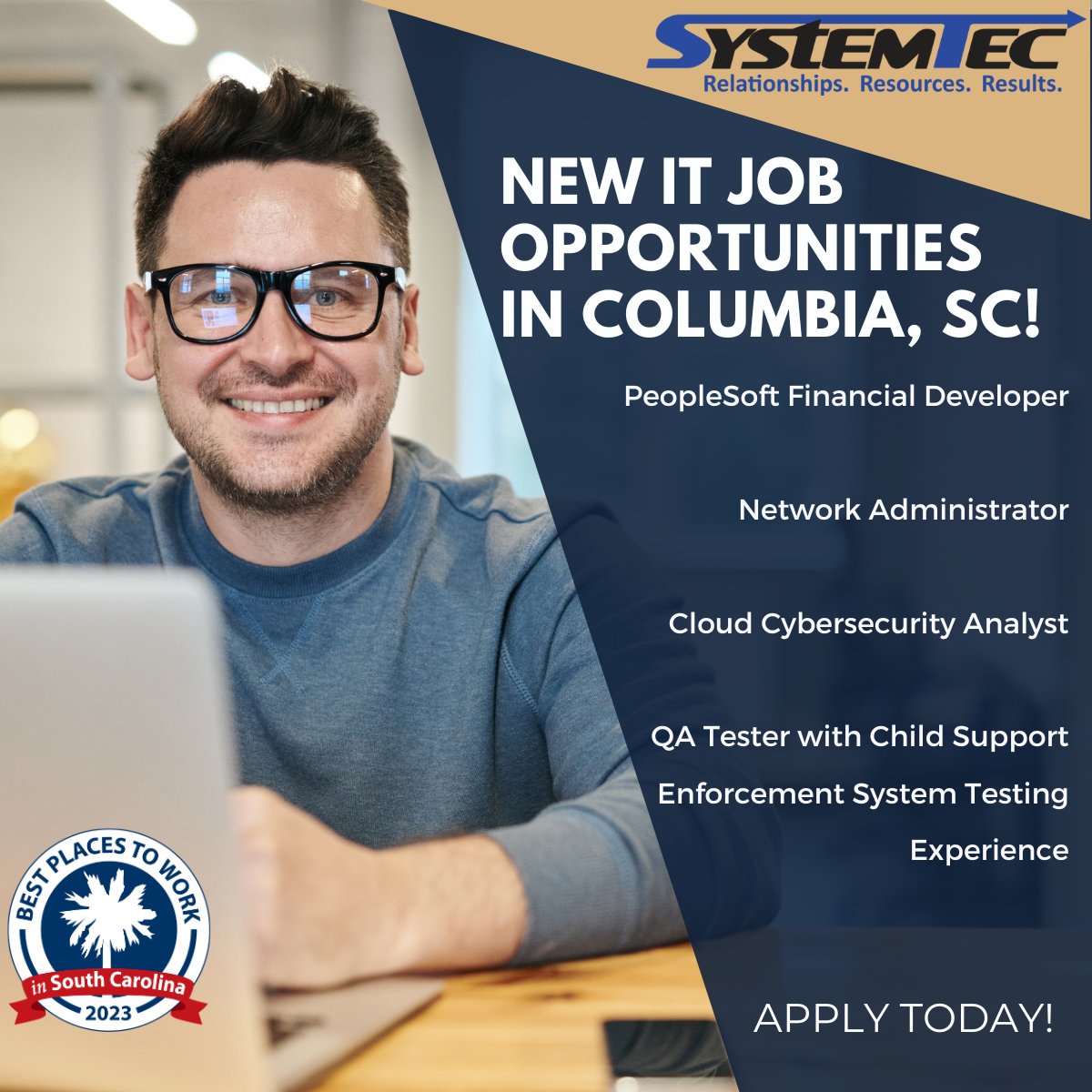 If you're looking for a new IT opportunity in SC, be sure to check out our webpage with the latest roles. One of these may be just perfect for YOU! 🤩
Visit systemtec.net/find-a-job/

#itjobs #columbiasc #scjobs #hiringnow #jobopportunity #jobalerts #hiringnow #itjobopenings