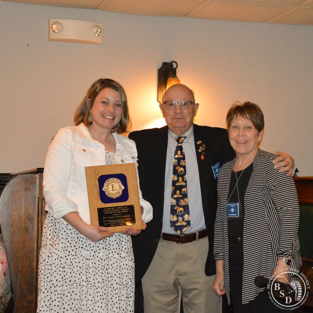 Congratulations to Talley Middle School teacher Dr. Jenna DiEleuterio, who was recently given the Claymont Lions Club Humanitarian Award for service in work-related or volunteer activity within the Claymont Lions Club service area! #Proud2bBSD #StrongSchoolsStrongCommunity