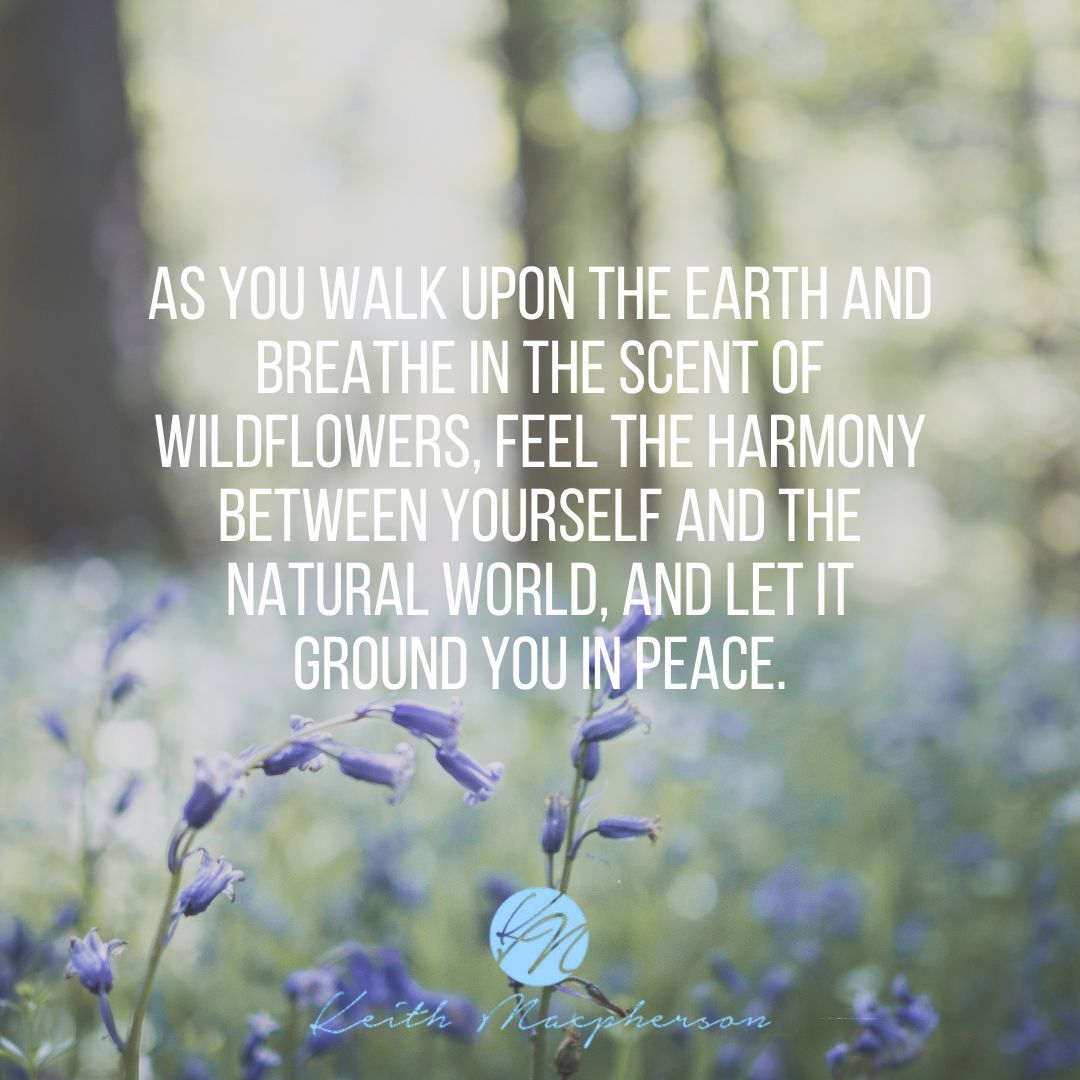 As you walk upon the earth and breathe in the scent of wildflowers, feel the harmony between yourself and the natural world, and let it ground you in peace. 
#NatureConnection #HarmonyWithNature #InnerPeace #Wildflowers #Mindfulness