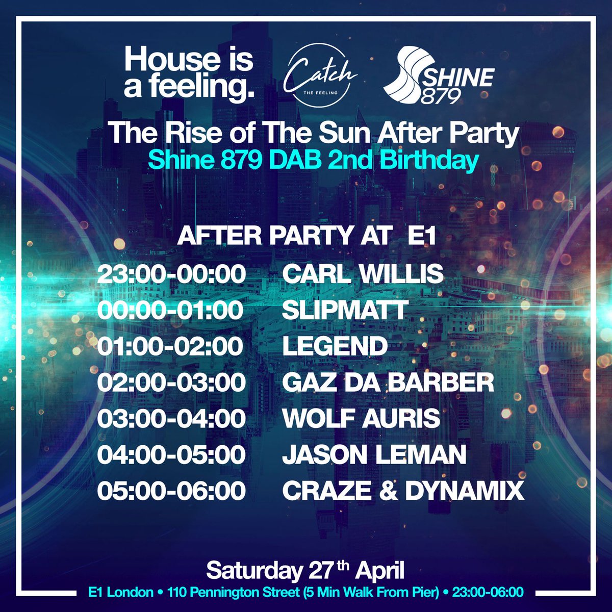 This Saturday | HIAF | Catch | Shine | The After Party | E1 London Gonna be proper London Rave bizznizz... 🎵 🤩 🔊