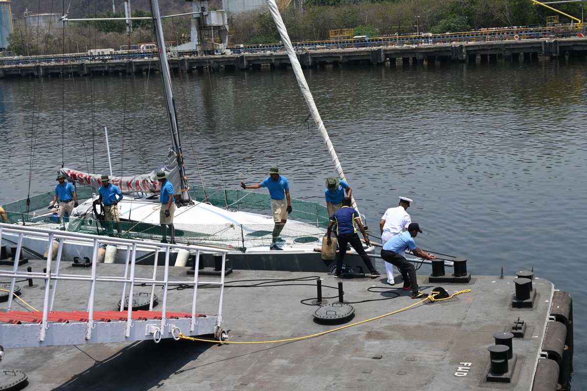 ⛵️ Exciting news... #INSV_Neelkanth, winner of the Inter Command Ocean Sailing Race 2023, has a new home in Visakhapatnam. Let's embrace watermanship and sailing adventures in the #EasternNavalCommand! 🌊The vessel was welcomed today by RAdm M Murali Mohan Raju, NM, CSO (P&A).