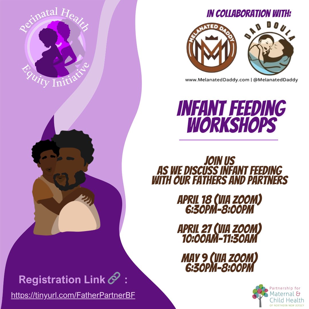 EquityPerinatal's tweet photo. FREE infant feeding workshop for our Brothas and Partners!  Calling all dads and partners from Elizabeth, Paterson, Plainfield, and Newark!    Class led by our partners at Melanated Daddy!  ⁠
Registration Link 🔗: https://t.co/VekuRcXIhj⁠
 #parenting   #fathers https://t.co/gY6L7bpiQG