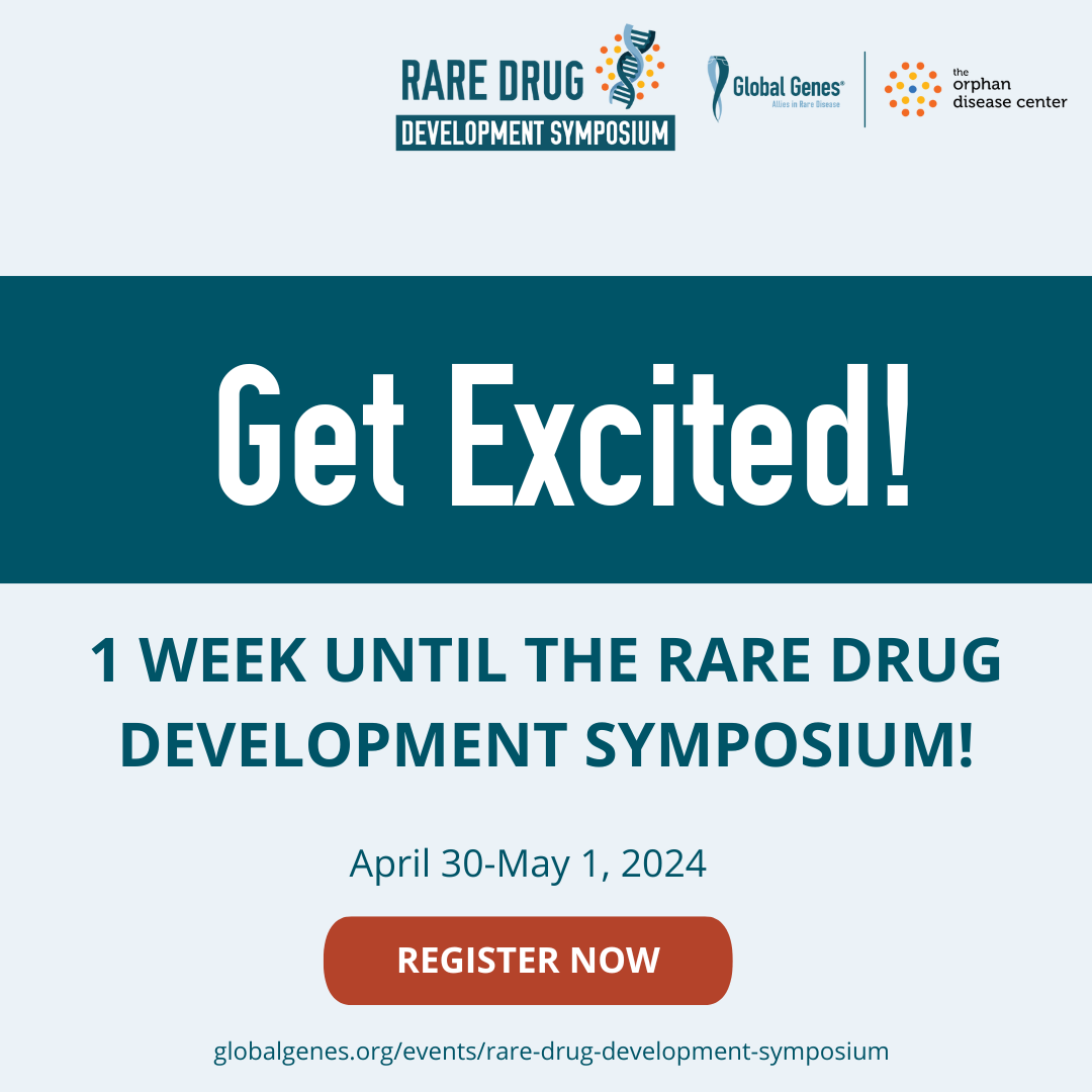 We're 1 week away from the 2024 RARE Drug Development Symposium! It's not too late! Register for the virtual conference: go.globalgenes.org/3W4eUcn #RDDS #RareDisease #CareAboutRare #LiveStream