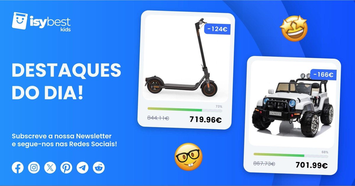 😊 Hoje! 🙃 Alguns dos destaques do dia 23/04 ... e muito mais! 👀🕵️

⚡️ Ver Destaques  ⚡️: ayr.app/l/Pg7H

#SEGWAY #skateflash #Navee #Logicom #funkoinc #goodsmilecompany #PLAYMOBIL #ataacars #Playseat #injusa #NextLevelRacing