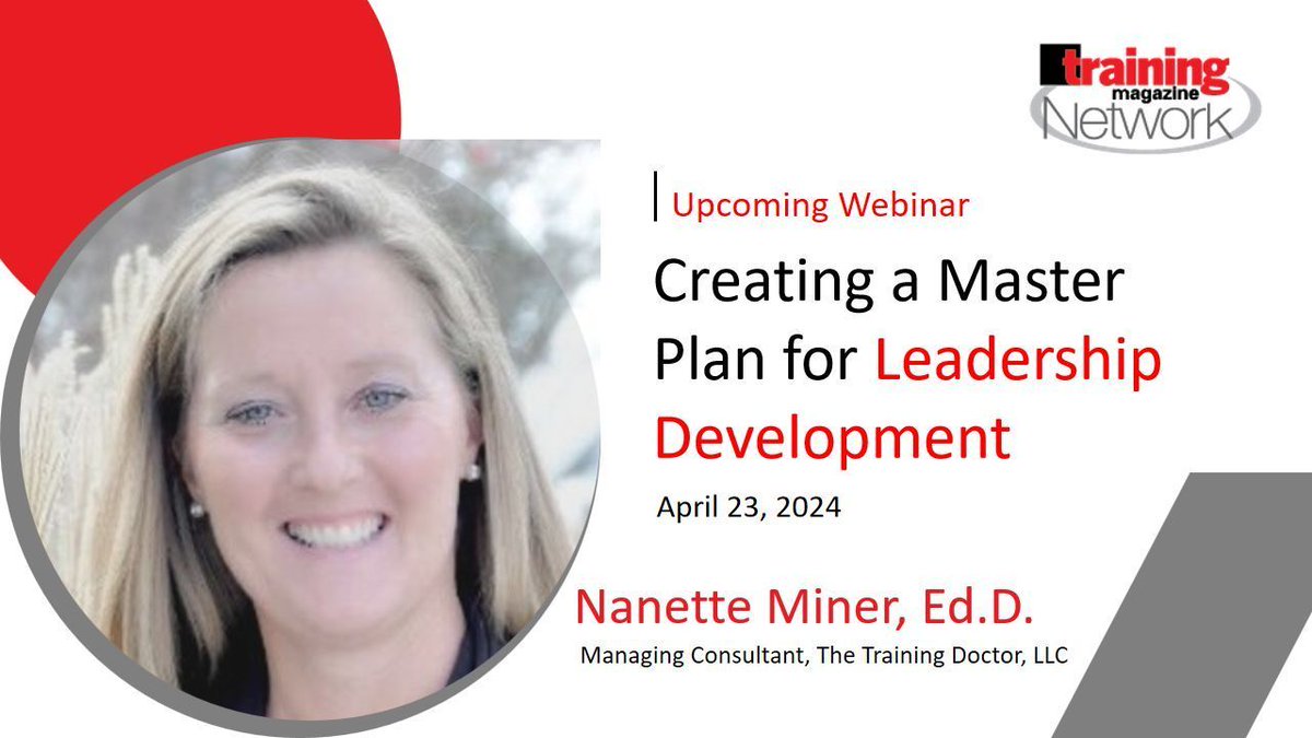 3PM EST: Creating a Master Plan for #Leadership #Development @TrainingDoctor @trainmagnetwork @trainingmagus REGISTER: buff.ly/43P8WOs #training #learning #traininganddevelopment #learninganddevelopment #leadershipdevelopment