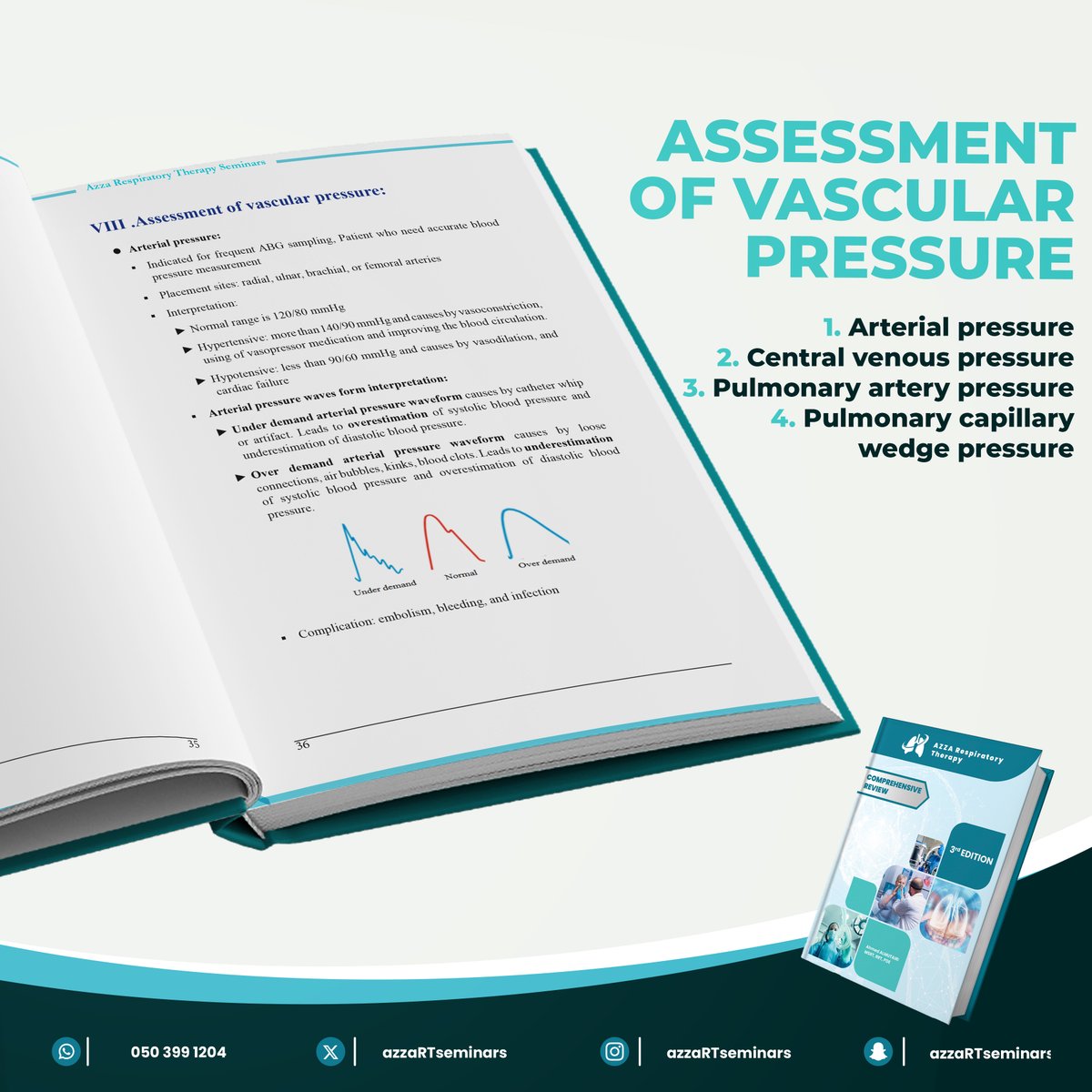 📚🫁 Master Vascular Pressure Assessment! Elevate your skills with our Comprehensive Review Book.

Get your discounted copy now: salla.sa/azzartseminars…

#RespiratoryTherapy #VascularPressure #ComprehensiveReview 🩺📖