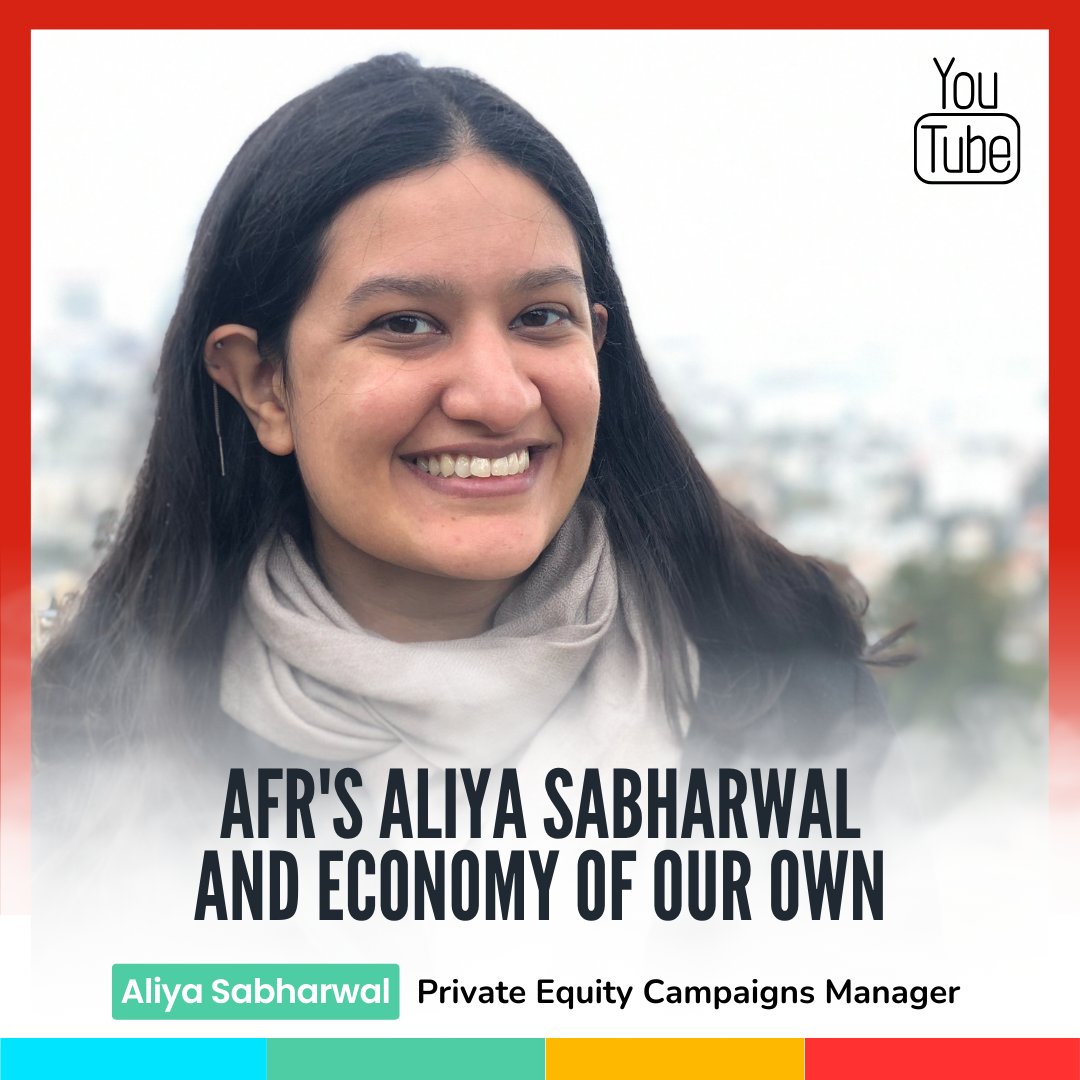 Shoutout to Aliya Sabharwal, our Private Equity Campaigns Manager, who recently shared expertise on the detrimental impact of #PrivateEquity at an @economyofourown event. Hear her insights and learn how PE exploits and hollows out communities: 🔗: youtube.com/watch?v=3pZIL-…