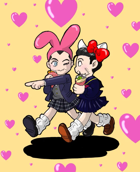 こちら過去に描いた金カムの可愛い子達なんだけど、弱ペダでもこんな風に描いても怒られないの? 