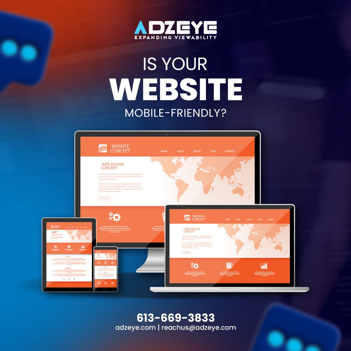 In today's mobile-first world, a responsive website is essential.

Adzeye creates websites that look great and function flawlessly on any device.

#MobileFriendlyWebsite #ResponsiveDesign #WebDevelopment #UserExperience #Adzeye