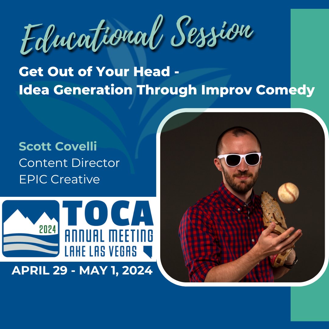 🙋‍♂️🙋Who's ready for some improv? Scott Covelli, the improv king who also happens to work at @epic_creative , is leading an educational session at this year's TOCA Annual Meeting. You don't want to miss this one - get registered NOW! bit.ly/TOCA2024Mtg #TOCA2024