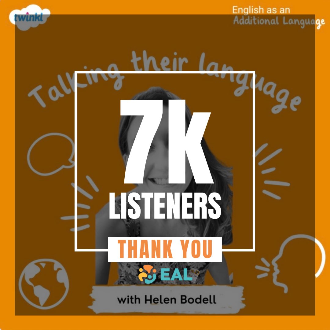 twinkl_eal's tweet image. It’s #TalkingtheirlanguageTuesday and we’ve hit a huge milestone today - 7000 downloads on our podcast 🎙️

If you haven’t already - take a listen to our brilliant #EAL experts who share their knowledge, research, insights and teaching tips to support you and your EAL learners 🧡