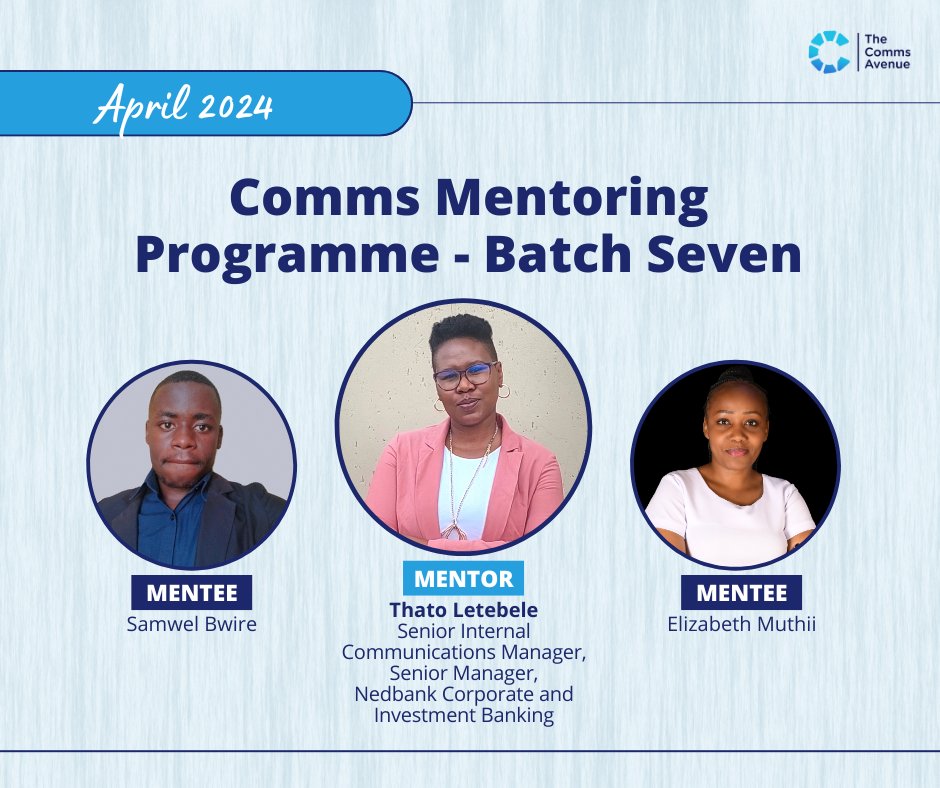 SamwelBwire's tweet photo. #CMPBatch7
#Comms
Thanks to Comms Avenue for this wonderful opportunity. I can't wait to experience the 8 weeks of my career advancement journey with Thato Letebele as my career mentor in the #BCMBatch7 mentorship programme.
 #TeamPR https://t.co/asAMA3XrSu