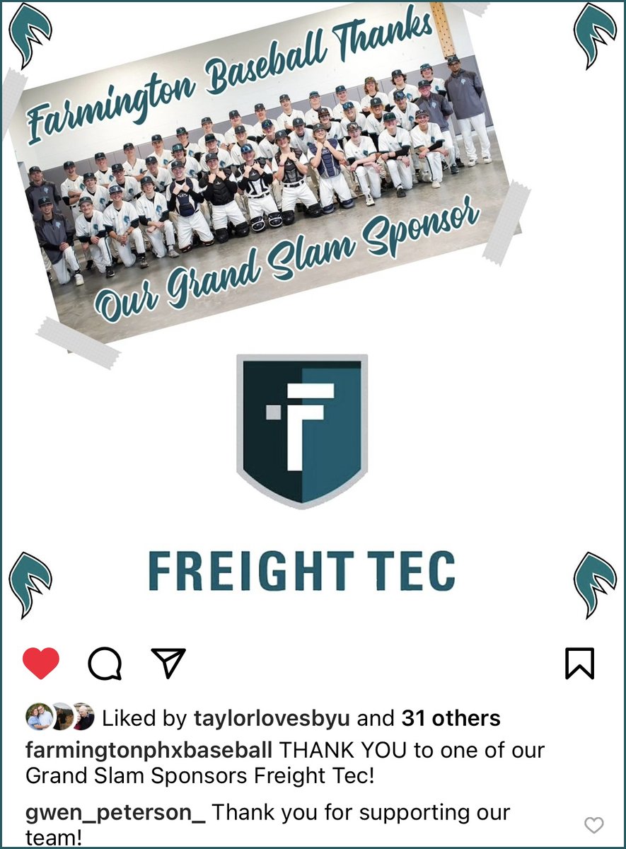 It's our fourth year sponsoring the local high school baseball team! ⚾ We wish them the best of luck for a great season! 🚩 #grandslamsponsor #bestagentprogram #freighttec #freightbrokerage #freightbroker #agentprogram