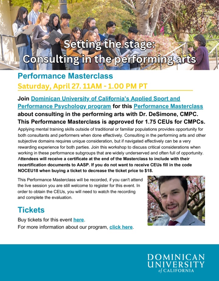 Online performance masterclass about consulting in the #performingarts with Dr. Mitchell DeSimone on Saturday, April 27 at 11AM - 1.00 PM PT Tickets: eventbrite.com/e/setting-the-… #mentalhealth #continuingeducation #virtualevent