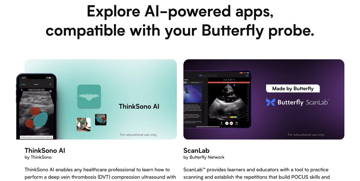 Together @ThinkSono and @ButterflyNetInc have released our ThinkSono AI Training Software! It's now available on the Butterfly Garden and the App Store (iOS)! Check out the press release newswire.com/news/thinksono… Download Direct from our website: thinksono.com/ultrasoundtrai…