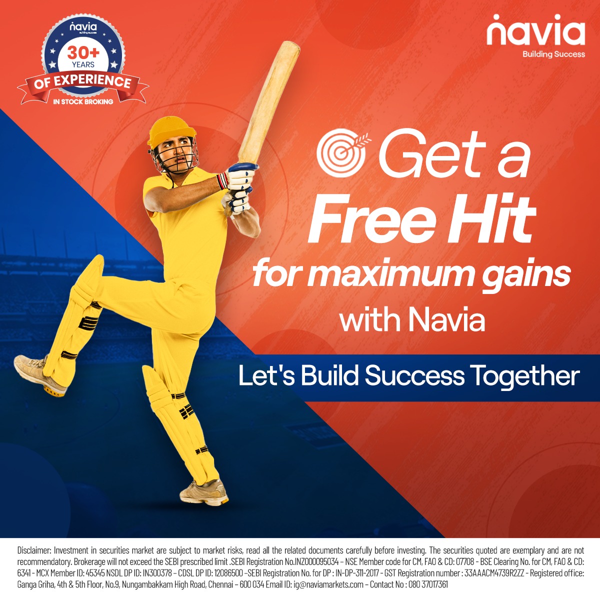 Don't get bowled out by high brokerage in your investment game. Take a Free Hit with Navia's Zero Brokerage plans and stand out with pride! Download the Navia app and start investing today!

#Navia #TrustedTradingPartner #TradeSmart #FinancialFreedom #InvestingJourney