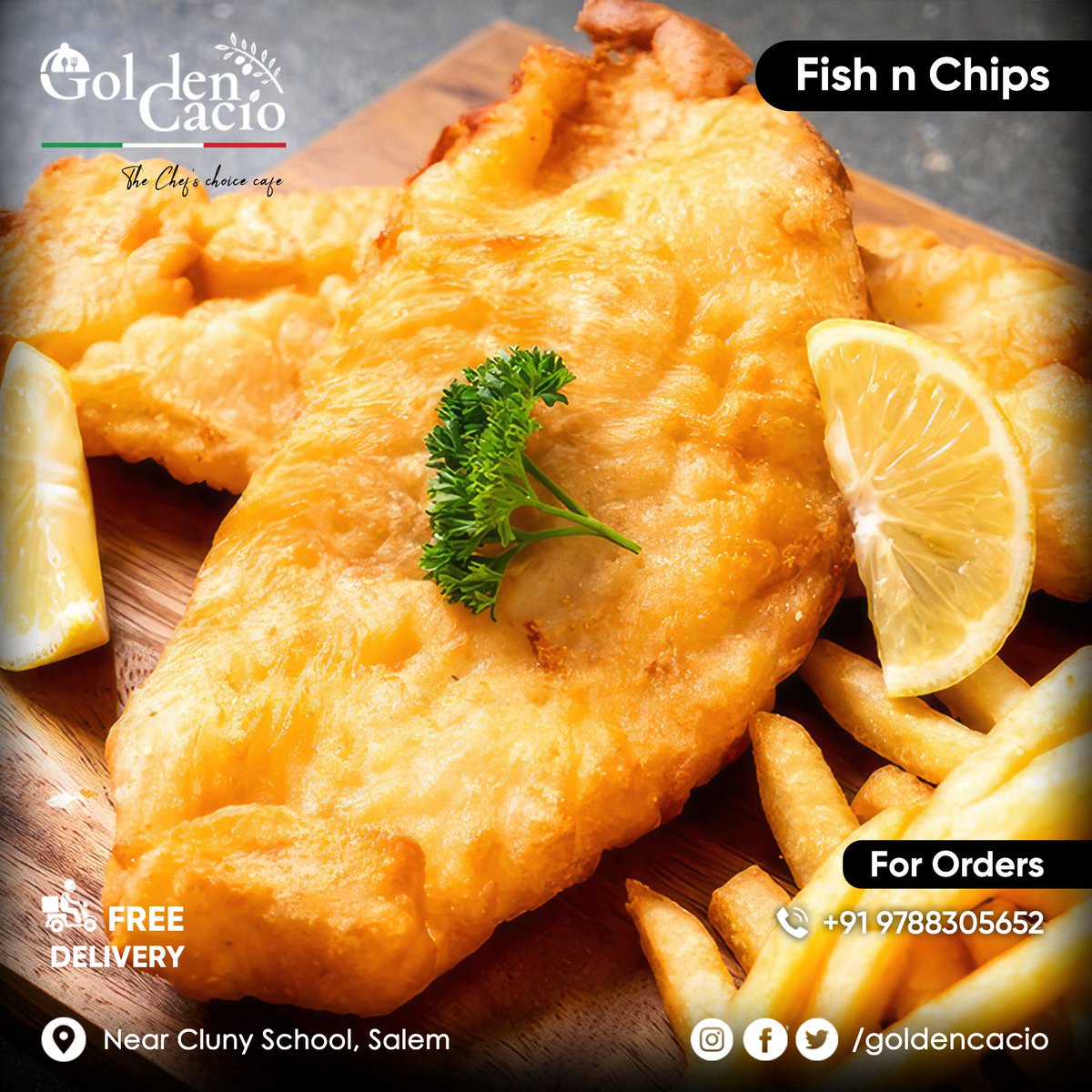 Batter up for a taste adventure! 🌟🍟

For ORDERS 👇
Call : +91 9788305652

#fishandchips #fish #chips #fishnchips #foodie #food #foodporn #seafood #fries #grilledfish #salmonfish #fishfries #fishandfries #cafe #goldencaciocafe #goldencacio #goldencaciosalem