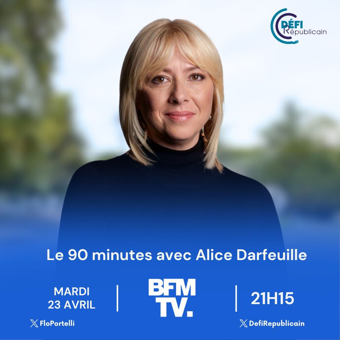 🎙️Retrouvez-moi ce soir à 21h15 sur @BFMTV : je serai l’invitée politique du 90 minutes.