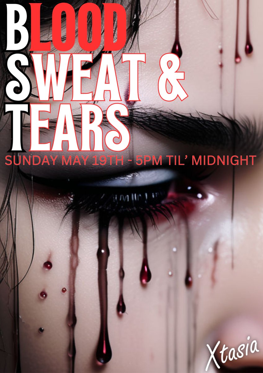 Two events for one solitary day in May! Content Creator Day followed by the Fetish event 'Blood, Sweat and Tears'. More info at xtasia.co.uk / #Fetlife.